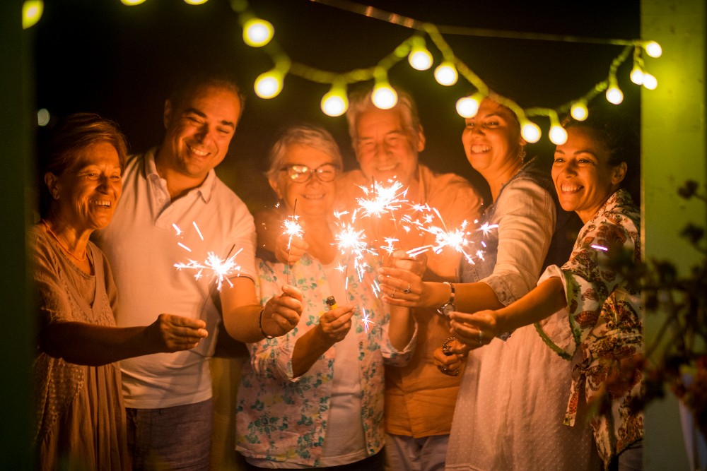 Family celebrating on New Year's Eve