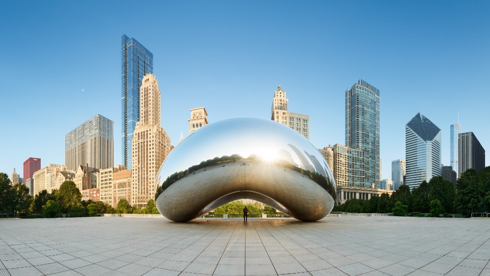 Chicago Illinois bean and skyline