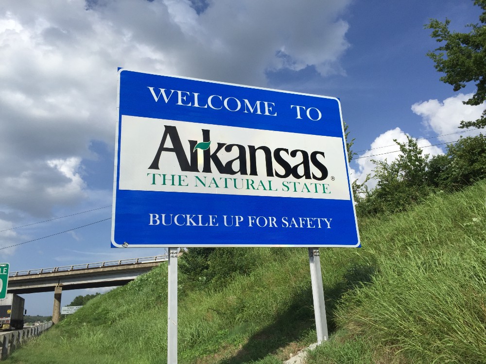 Arkansas state road sign.