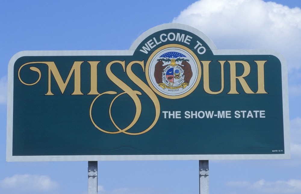 Welcome to Missouri road sign.
