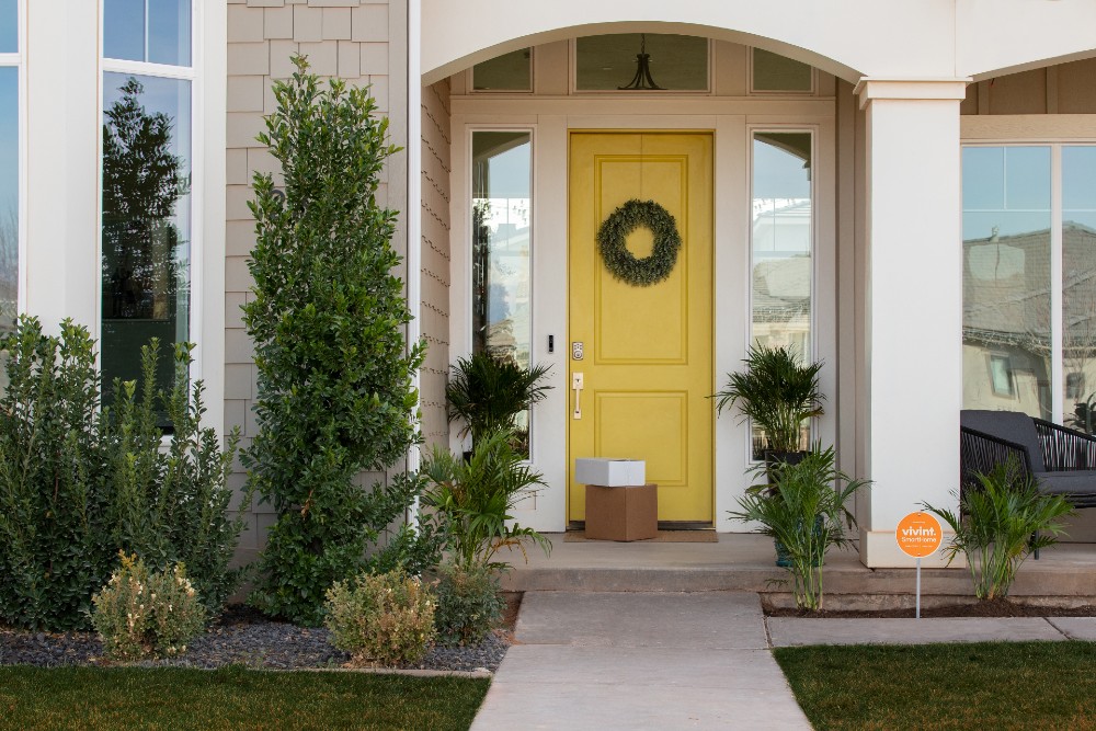 Packages on a front porch.