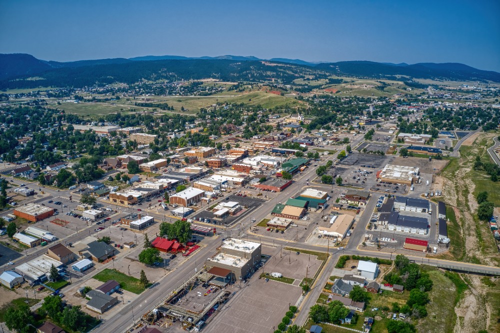 Aerial view of Sturgis, South Dakota