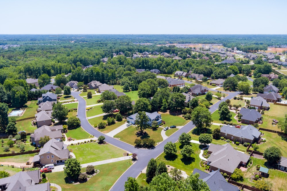 Aerial view of Boiling Springs South Carolina neighborhood