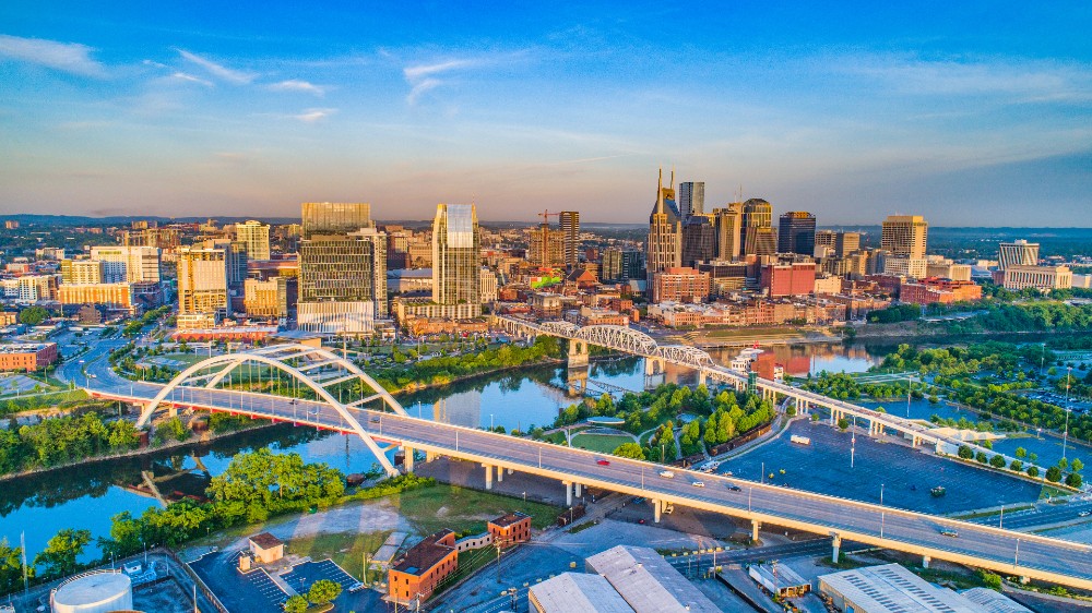 Aerial view downtown of Nashville Tennessee