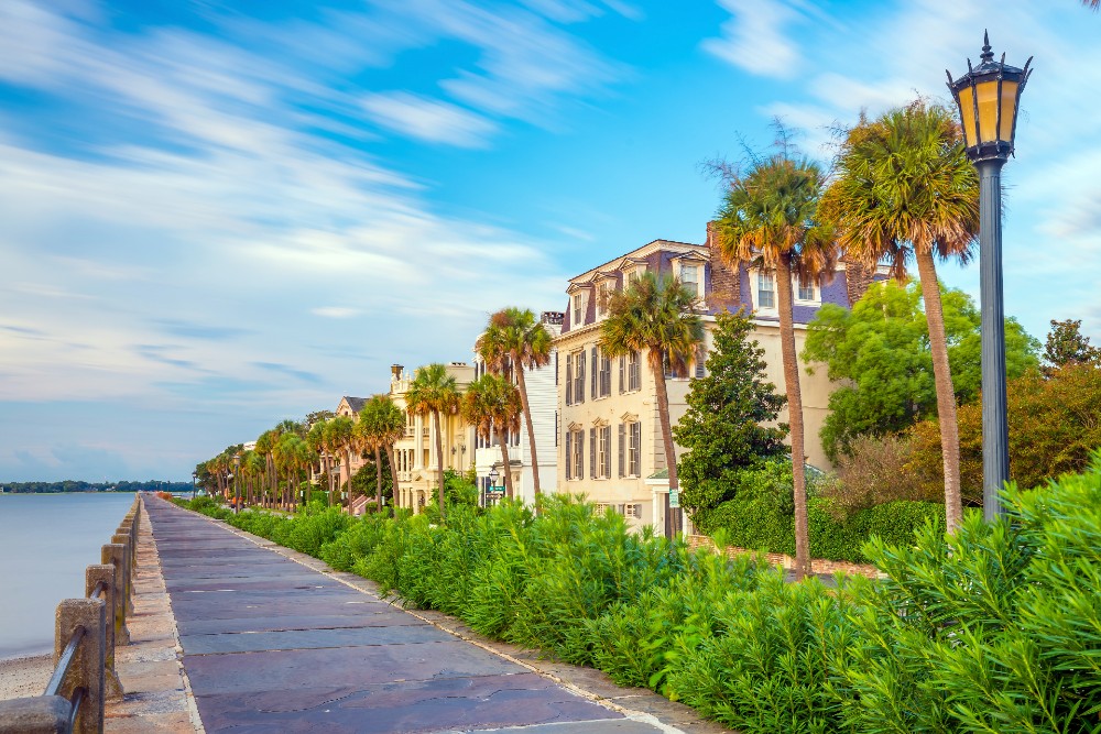 Battery Park in the historic waterfront area of Charleston South Carolina