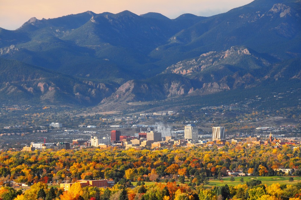 Colorado Springs downtown seen from Palmer Park