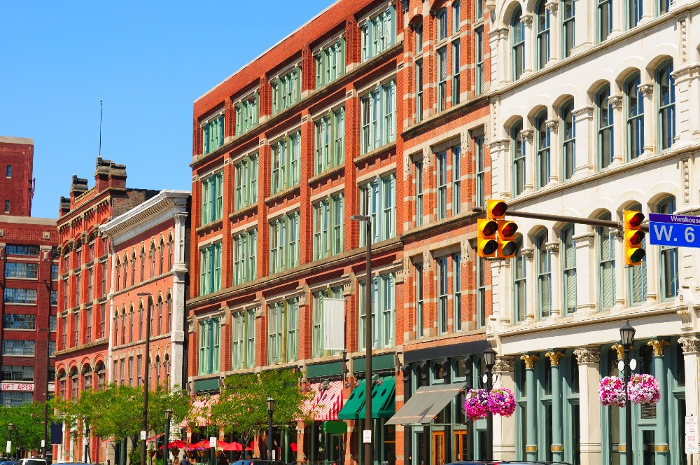 Old buildings in downtown Cleveland's Warehouse District