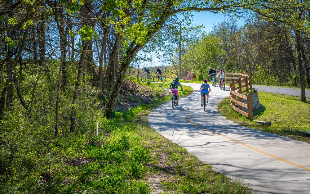 Family with kids biking in Bella Vista Arkansas