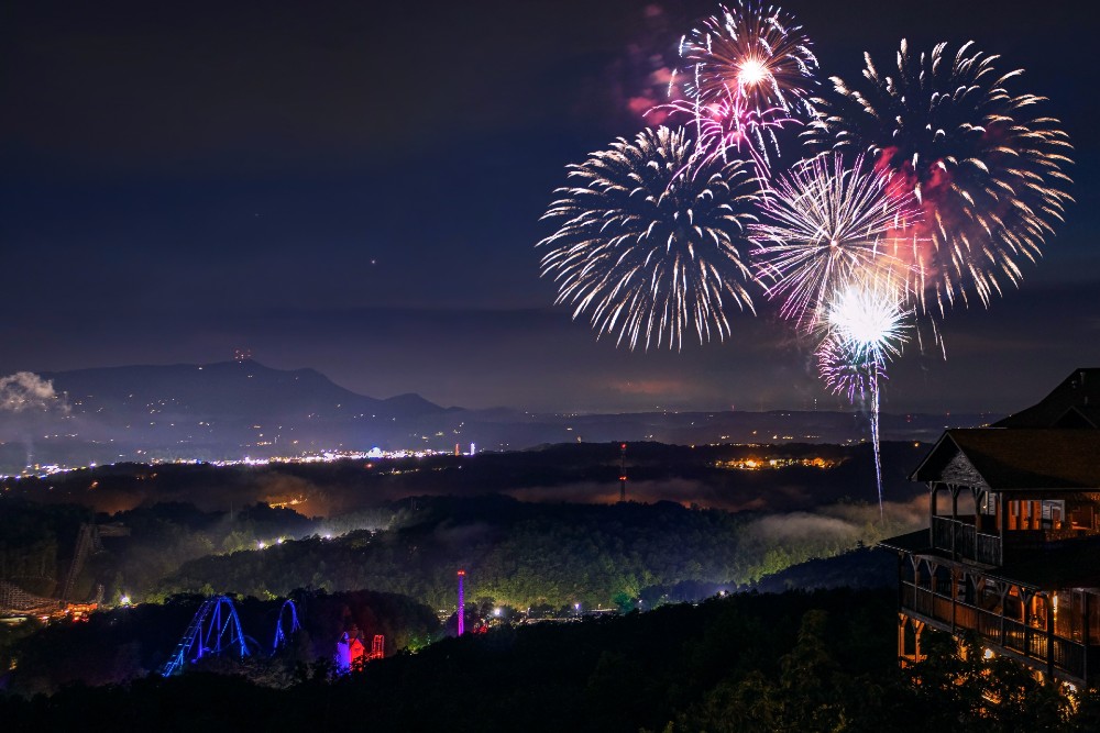 Fireworks over Dollywood in Pigeon Forge Tennessee