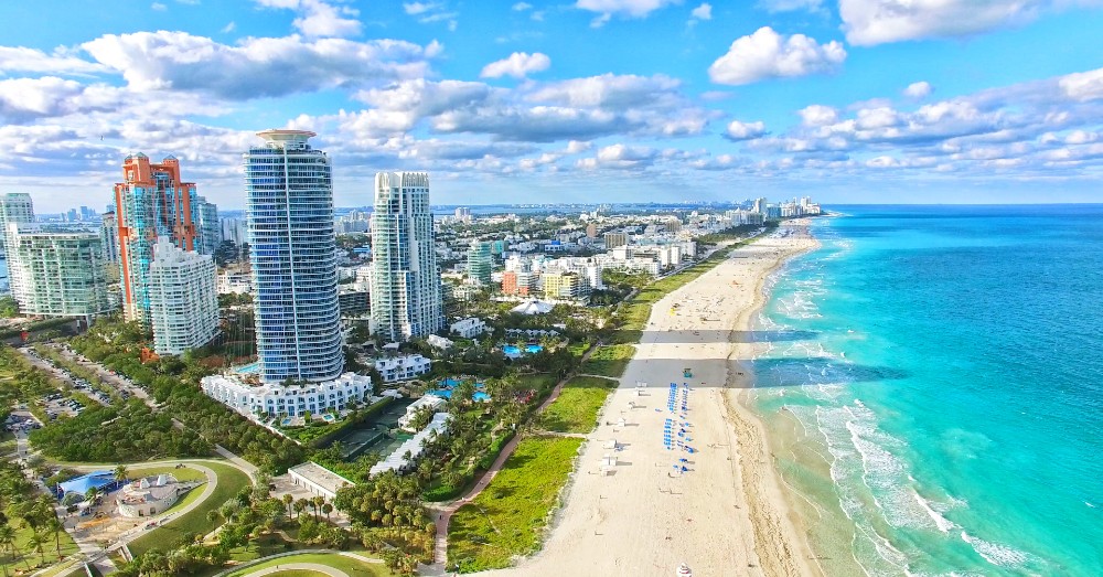 Aerial view of the Miami Beach skyline.