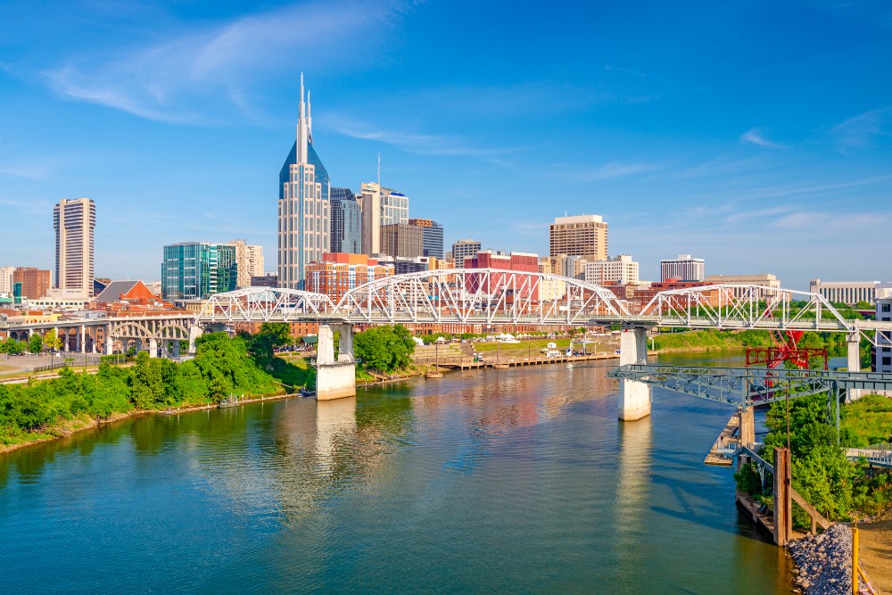 Nashville Tennessee downtown skyline Cumberland River