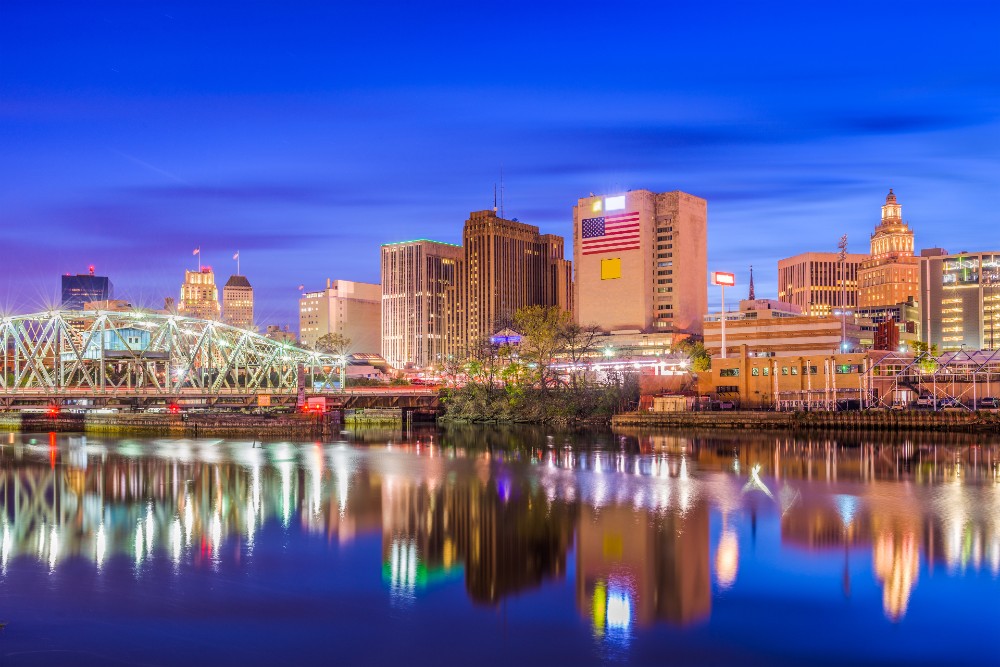 Newark, New Jersey skyline on the Passaic River