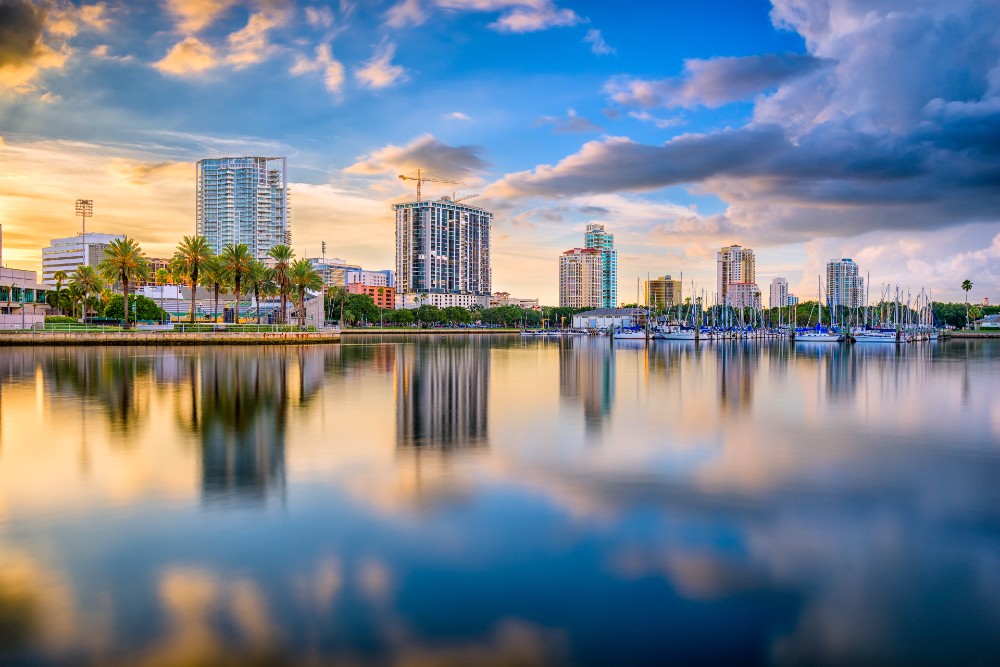 St. Petersburg, Florida USA downtown city skyline on the bay