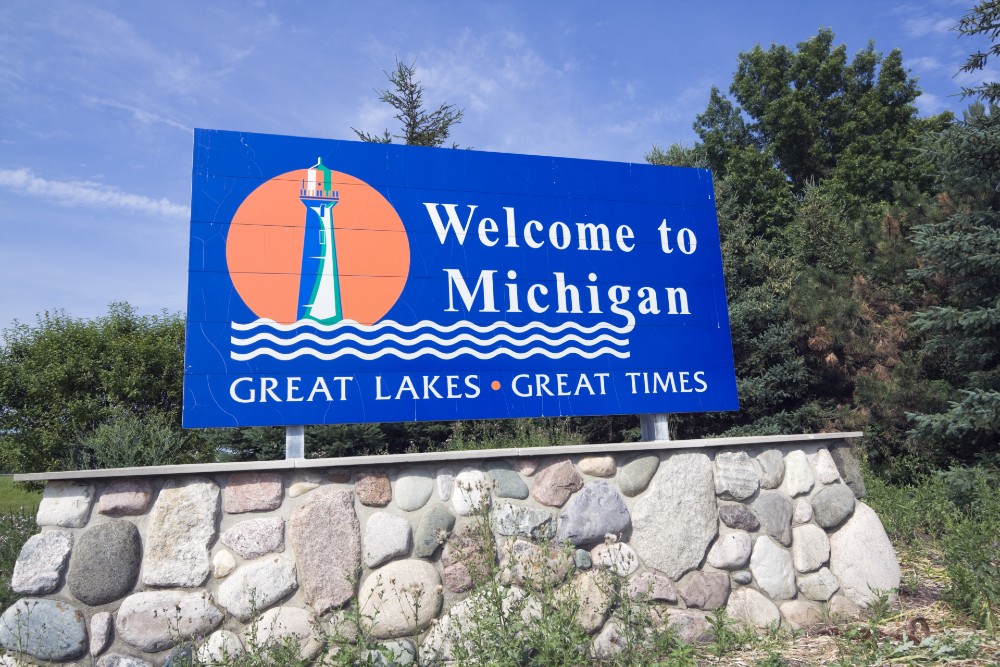 Michigan state road sign.