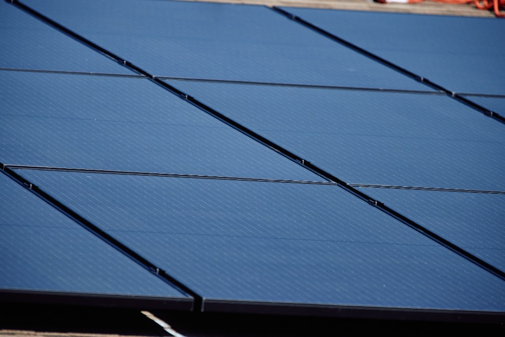 Closeup of solar panels.