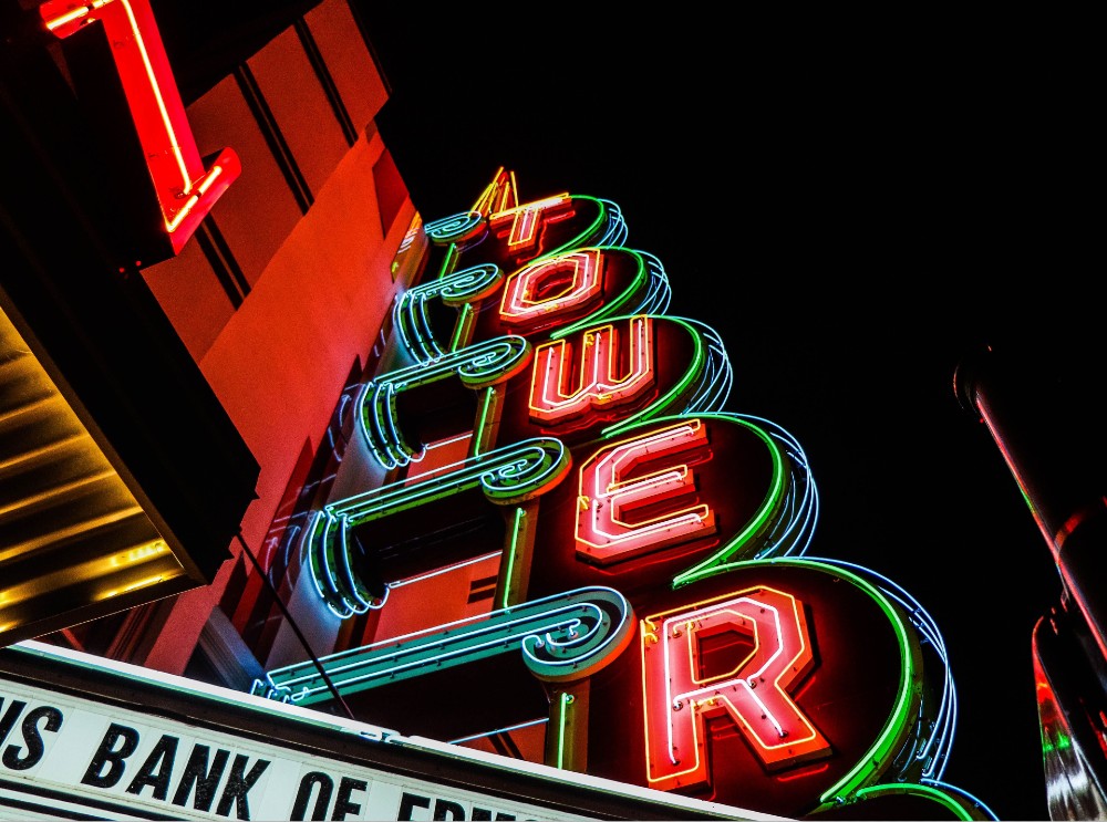 Tower Theater Neon Lights in Oklahoma City