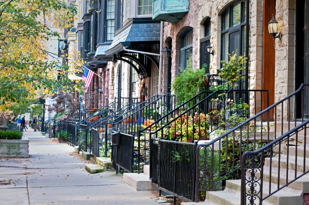 Residential street in Chicago, Illinois.