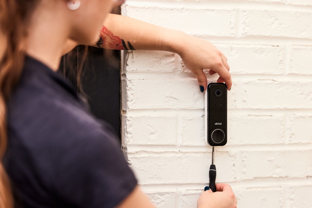 Vivint Doorbell Camera Pro getting installed.