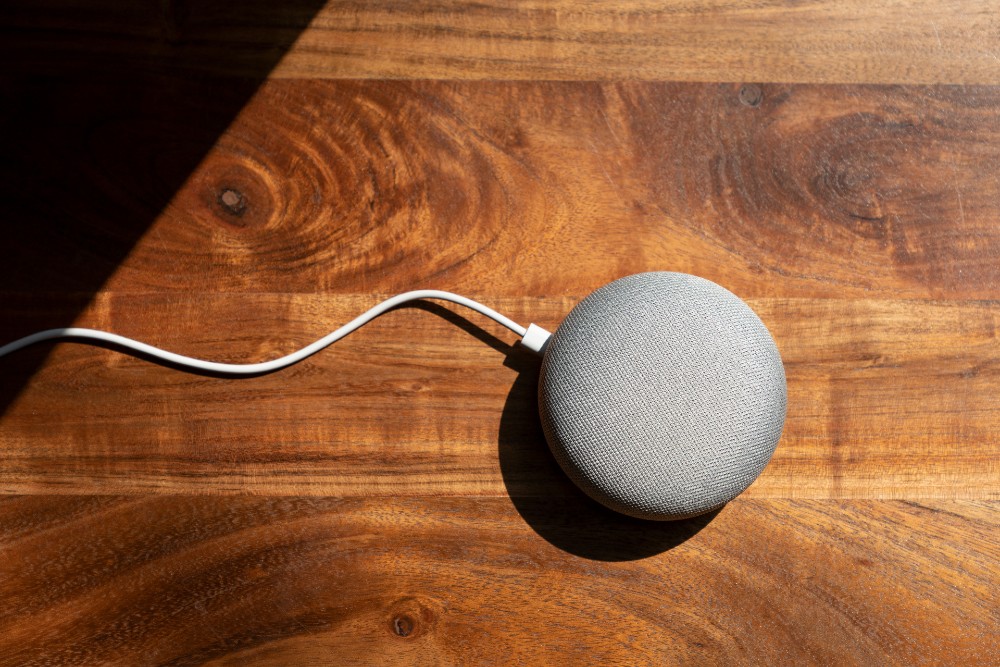Google mini smart home appliance.