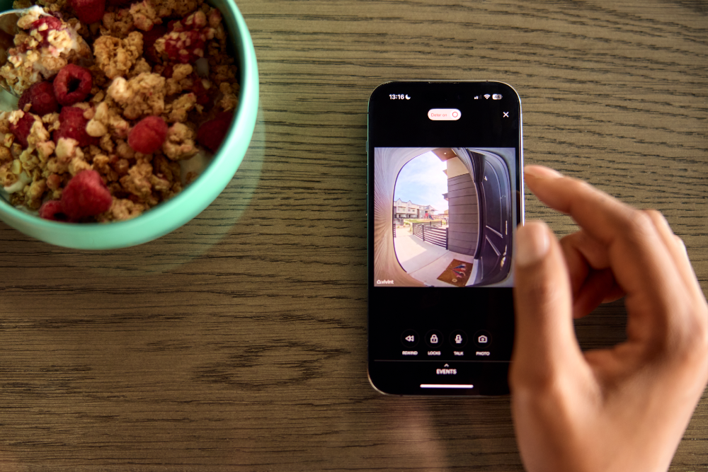 Doorbell camera footage on the Vivint app.
