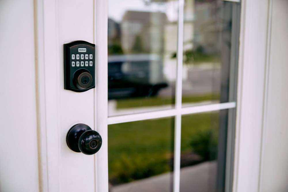 Kwikset Smart Lock on a home's front door.