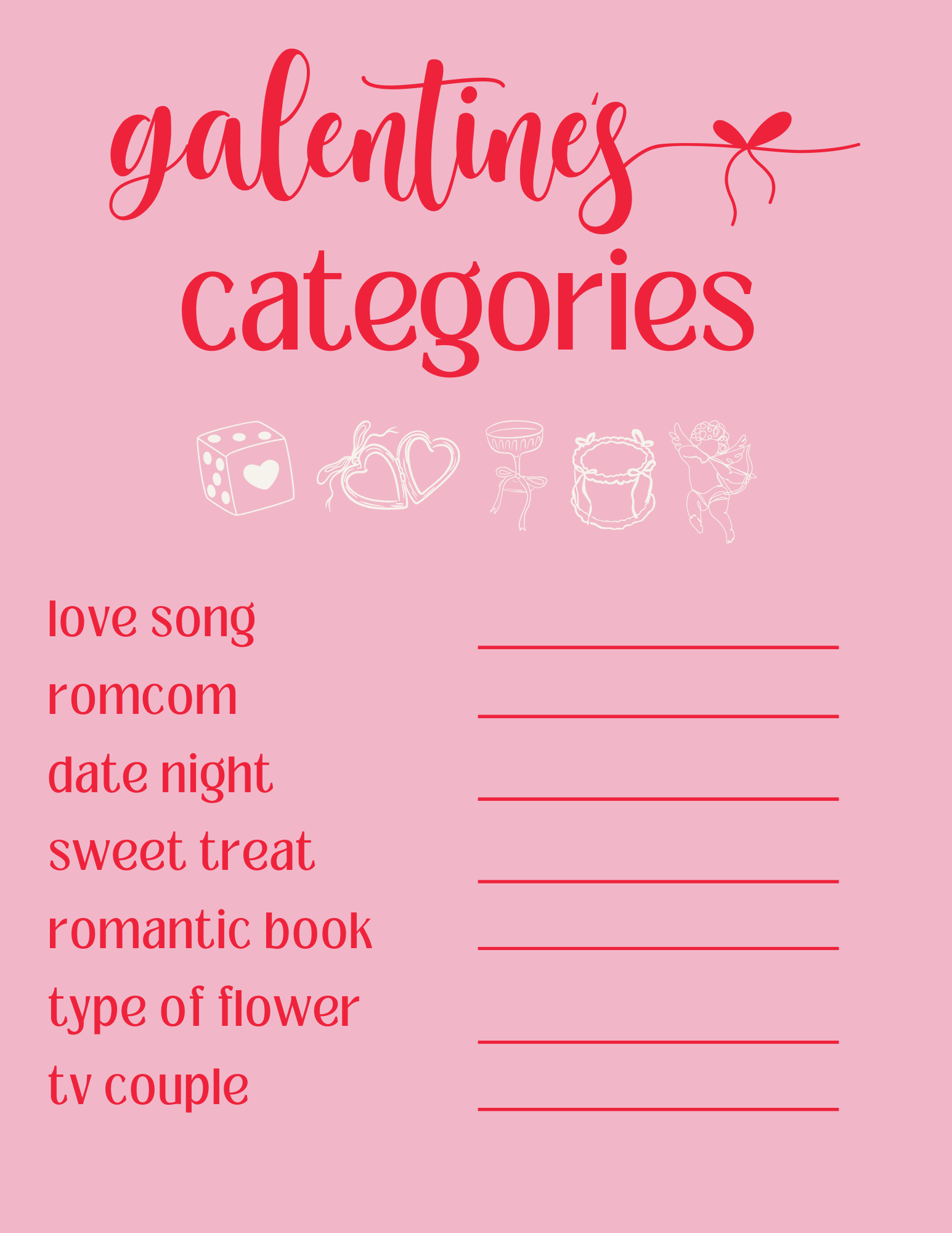 Vivint Galentine's Day Scattergories game.