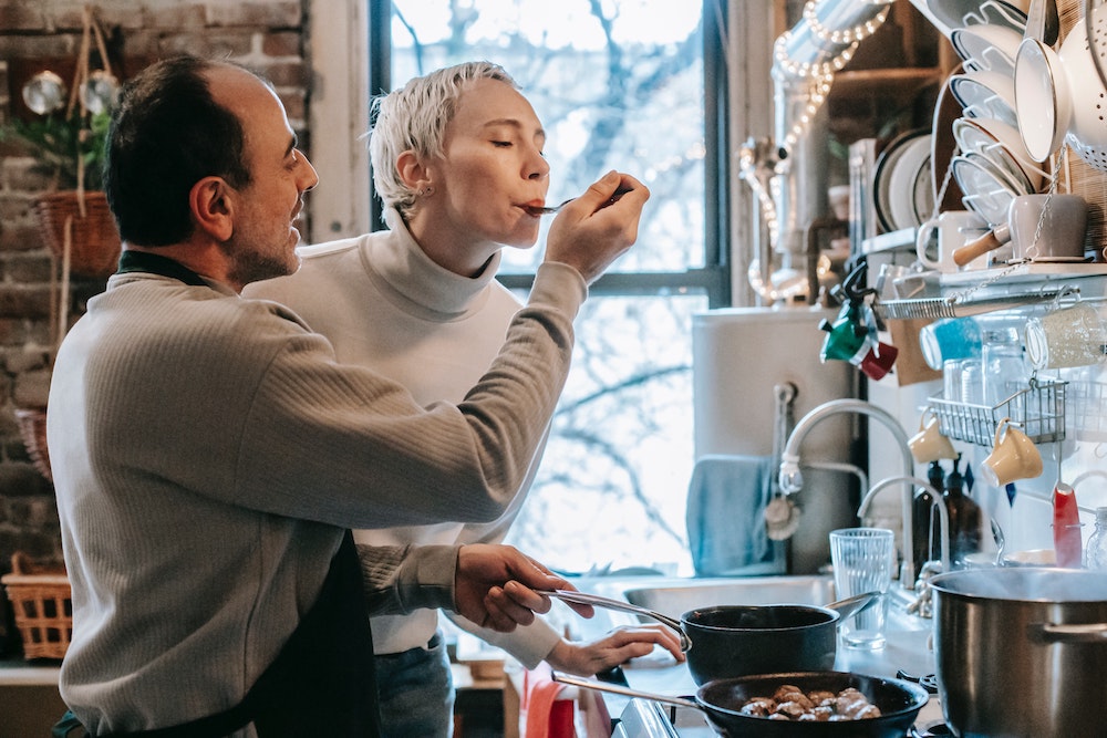 couple cooking at home