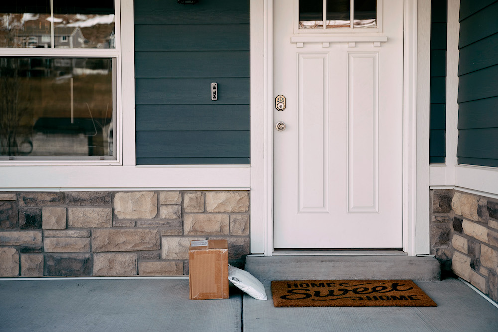 packages on a porch being protected