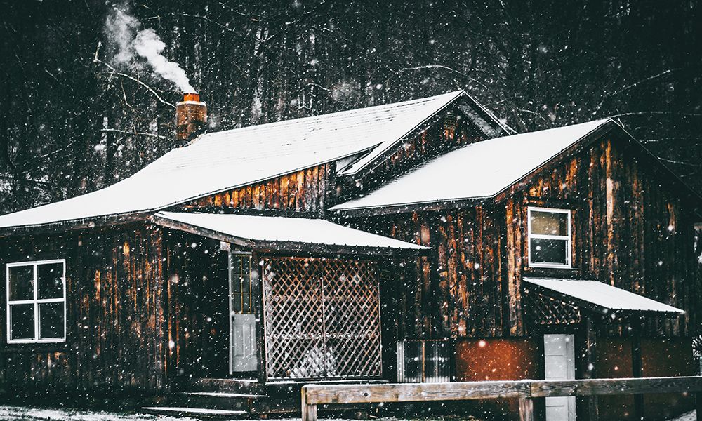 cabin in snow