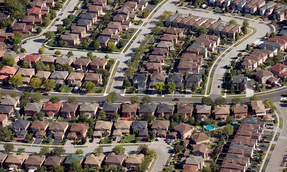 aerial view of a neighborhood