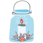 Blue candle and jar