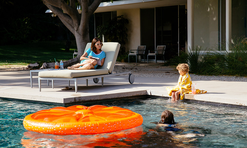 family at a pool