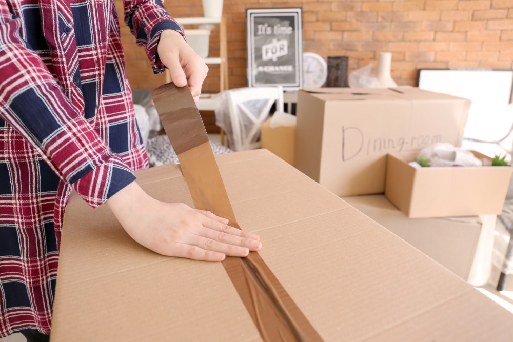 Woman Packing Boxes