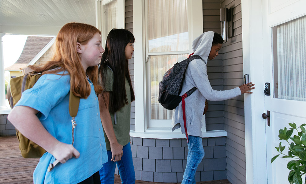 Kids using Vivint doorbell camera