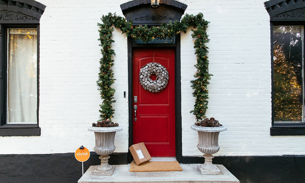 red holiday door