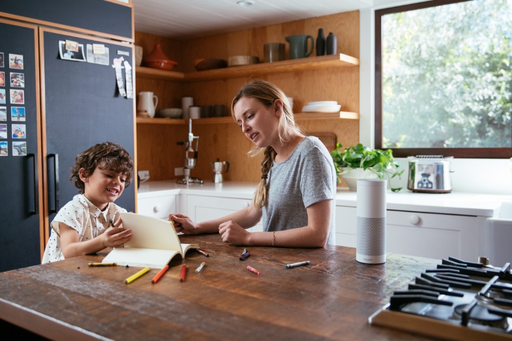 Mom Son Amazon Echo