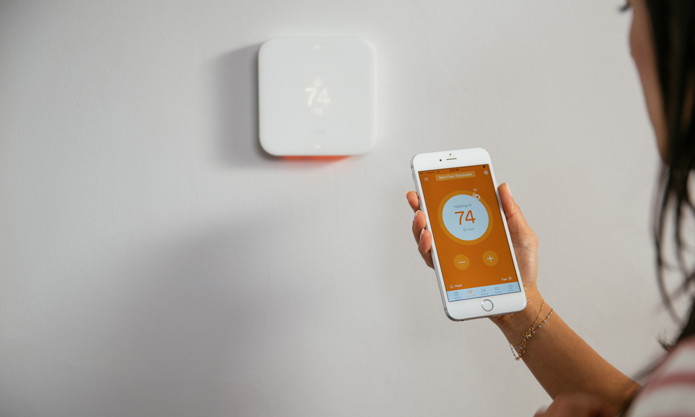 The Vivint Smart Thermostat manages your home temperature when you're at home and on the go