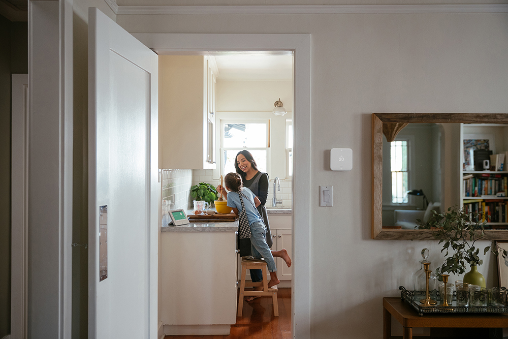 Vivint Smart hub and Thermostat in a home