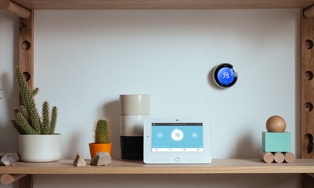 Nest Learning Thermostat on a shelf