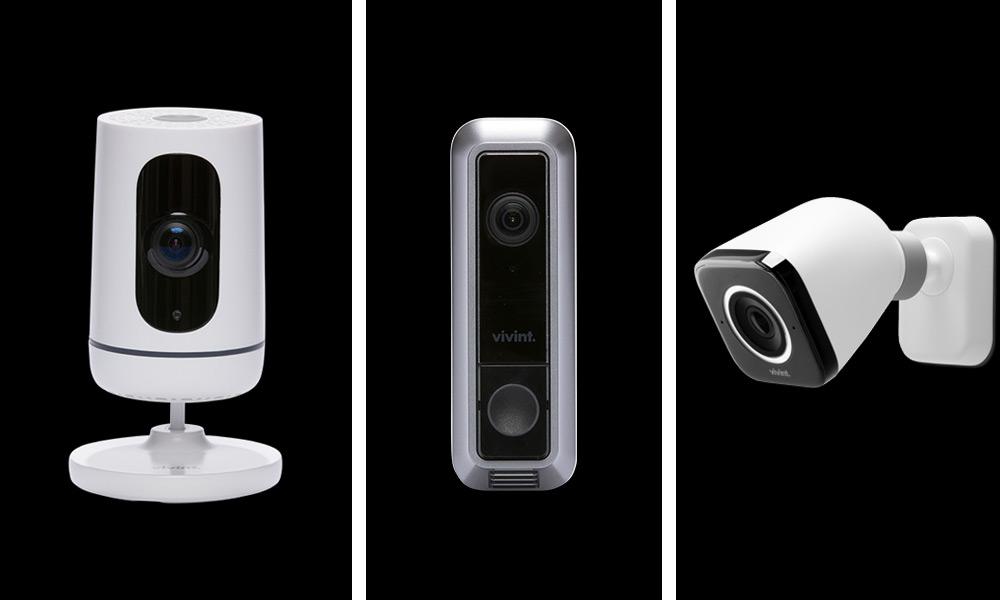 Vivint Doorbell, indoor camera, and Outdoor cameras with the Smart Home App