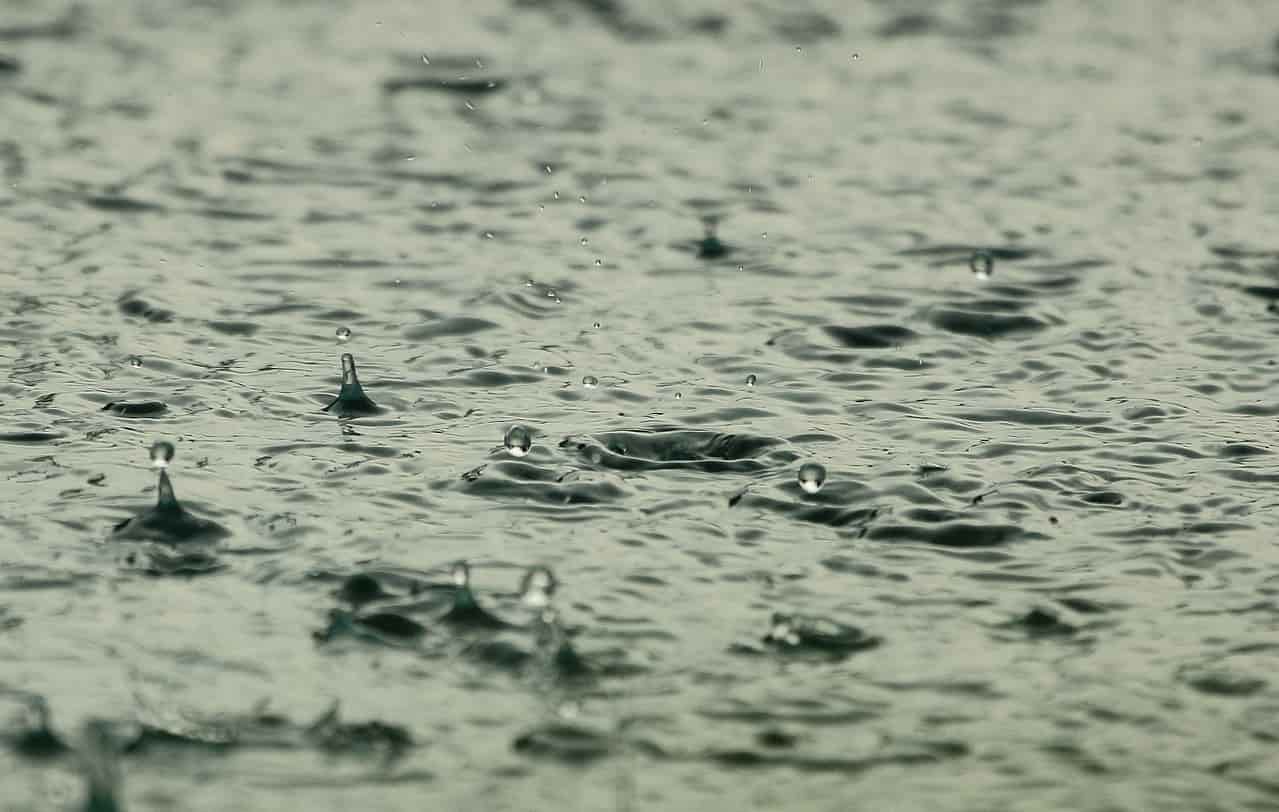 Water falling in a flooded area