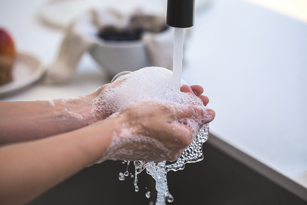 woman washing hands
