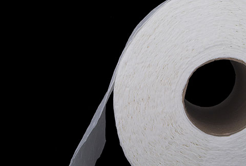 Close up of a roll of toilet paper