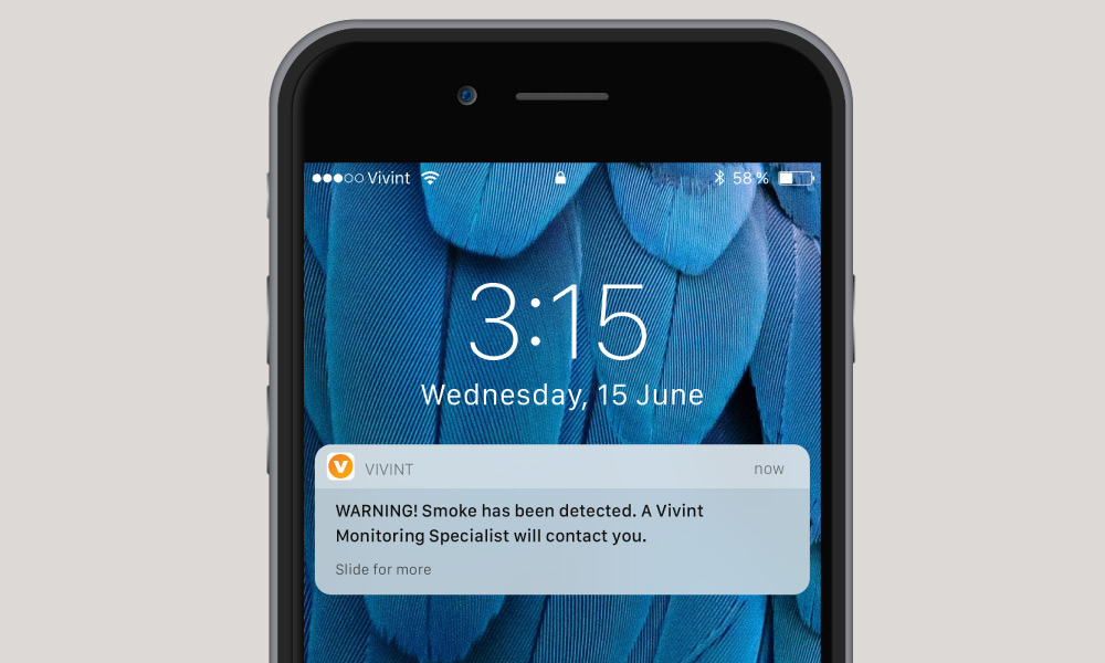 Vivint app Smoke Detector Notification