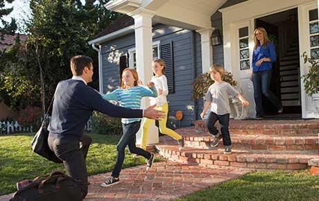 Kids welcoming their dad home